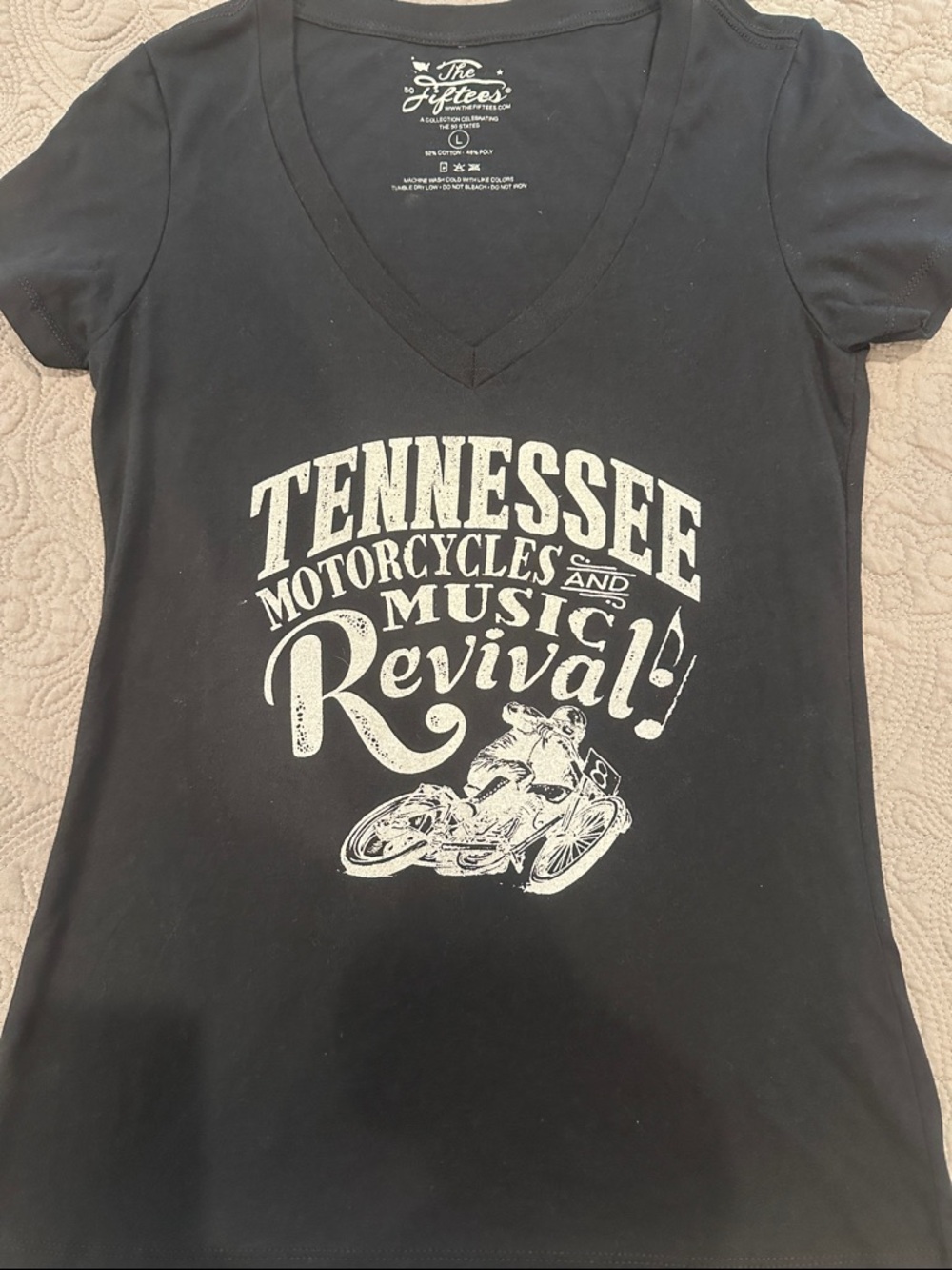 Tennessee Motorcycle Music Revival Black V-Neck Tee